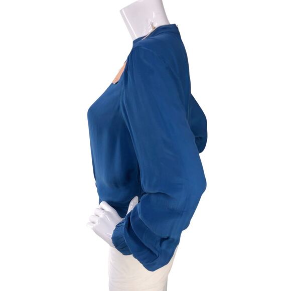 Scotch & Soda Blouse Womens S Blue Viscose Twist Front Mock Neck Long Sleeve - Picture 5 of 16